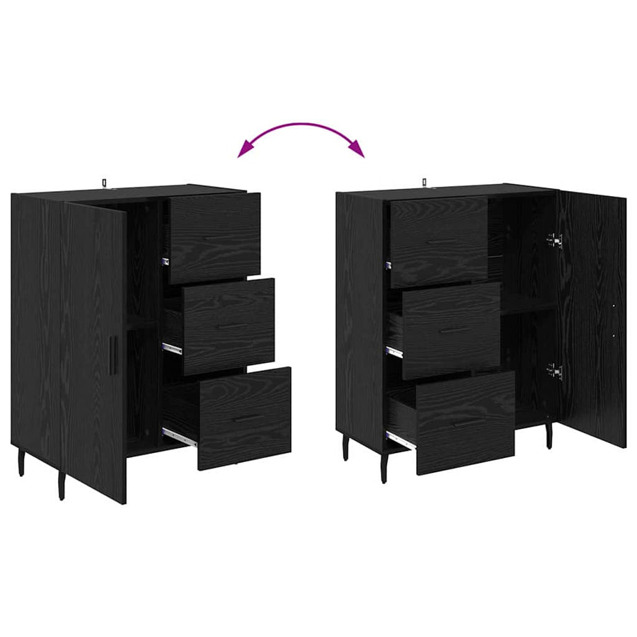Dressoir Zwart Eiken 69,5 x 34 x 90 cm Gemonteerd hout en ijzer