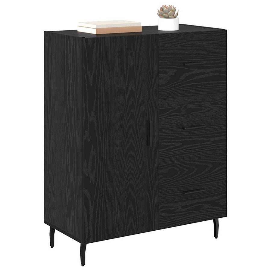 Dressoir Zwart Eiken 69,5 x 34 x 90 cm Gemonteerd hout en ijzer