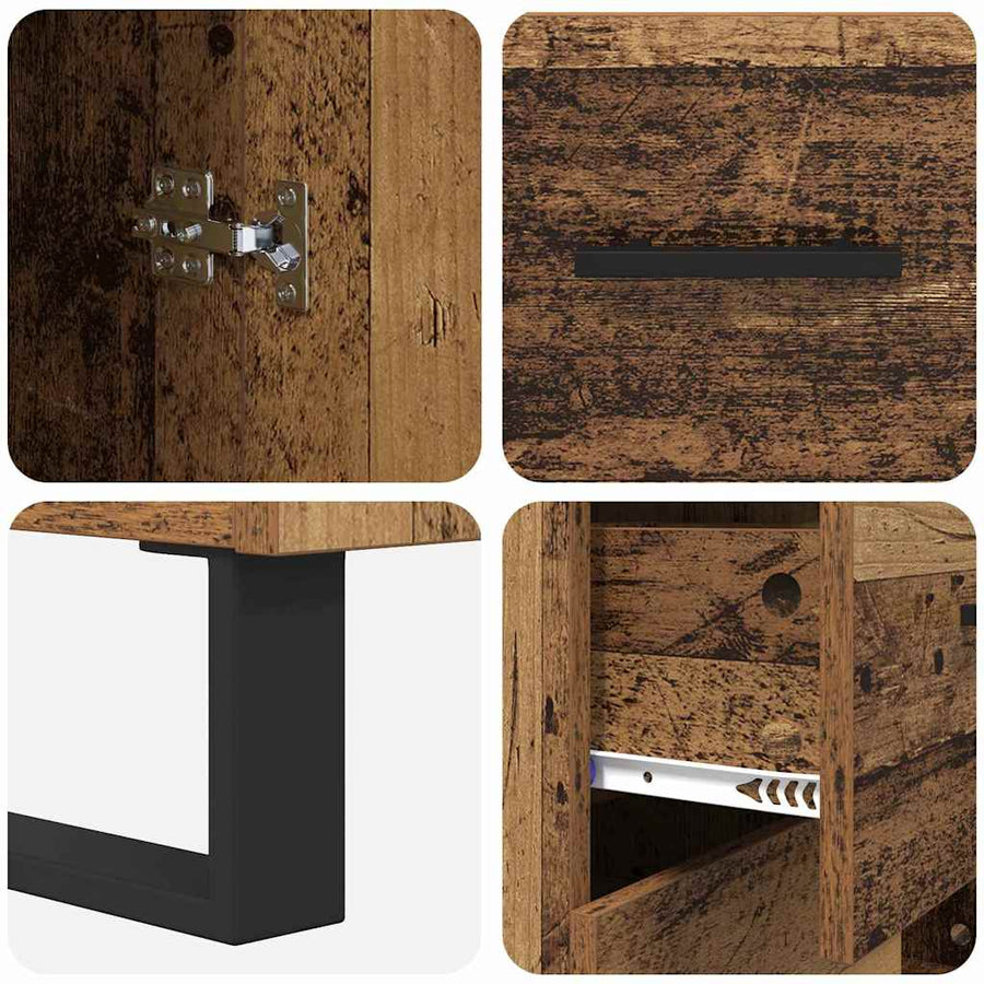 Dressoir Oud Hout 69,5 x 34 x 90 cm Gemonteerd hout en ijzer