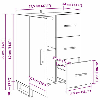 Dressoir Oud Hout 69,5 x 34 x 90 cm Gemonteerd hout en ijzer