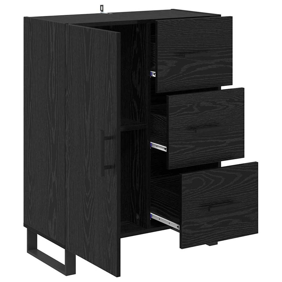 Dressoir Zwart Eiken 69,5 x 34 x 90 cm Gemonteerd hout en ijzer