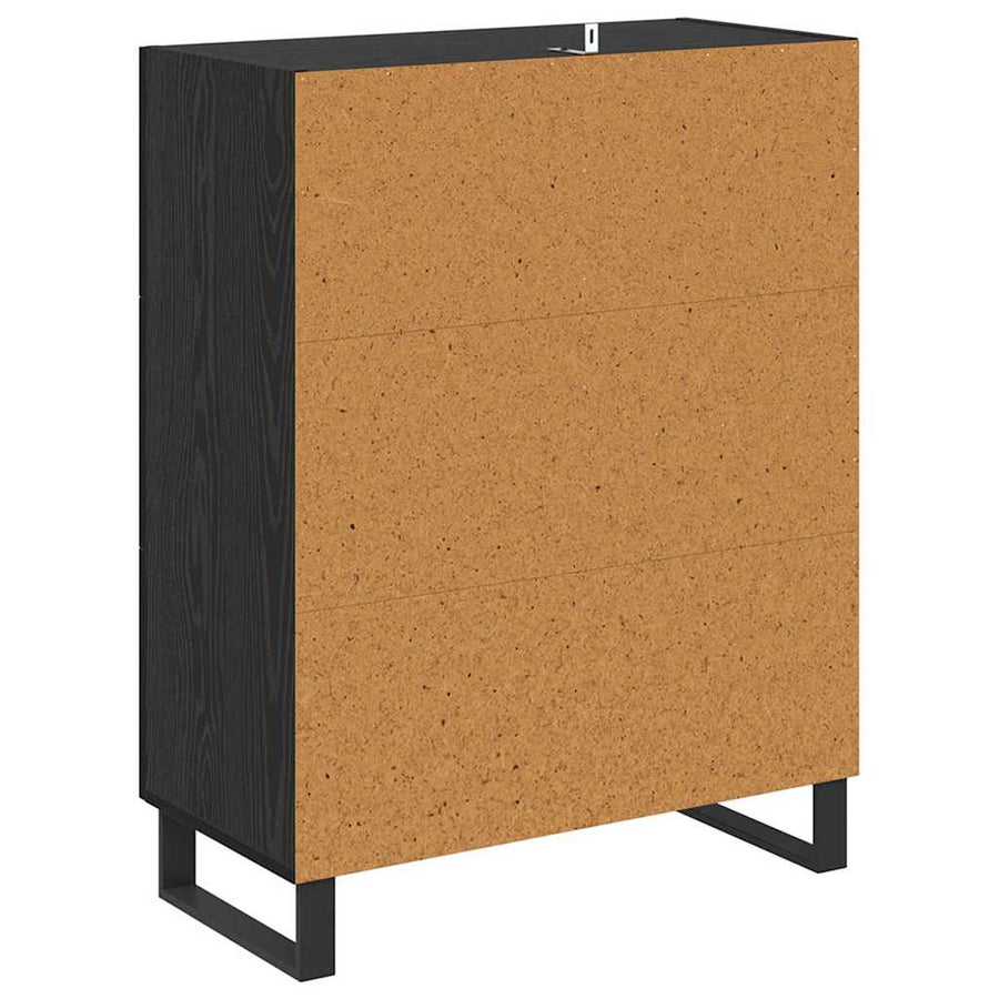 Dressoir Zwart Eiken 69,5 x 34 x 90 cm Gemonteerd hout en ijzer