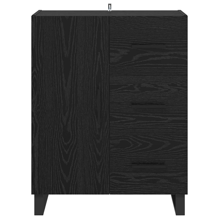 Dressoir Zwart Eiken 69,5 x 34 x 90 cm Gemonteerd hout en ijzer