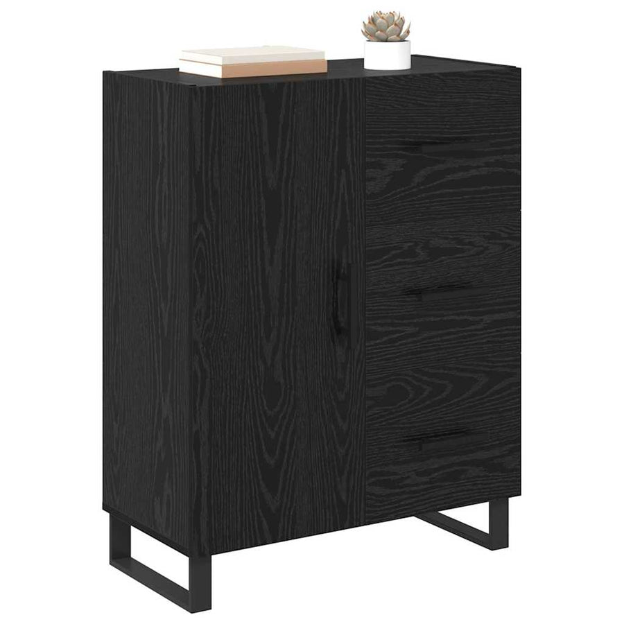 Dressoir Zwart Eiken 69,5 x 34 x 90 cm Gemonteerd hout en ijzer