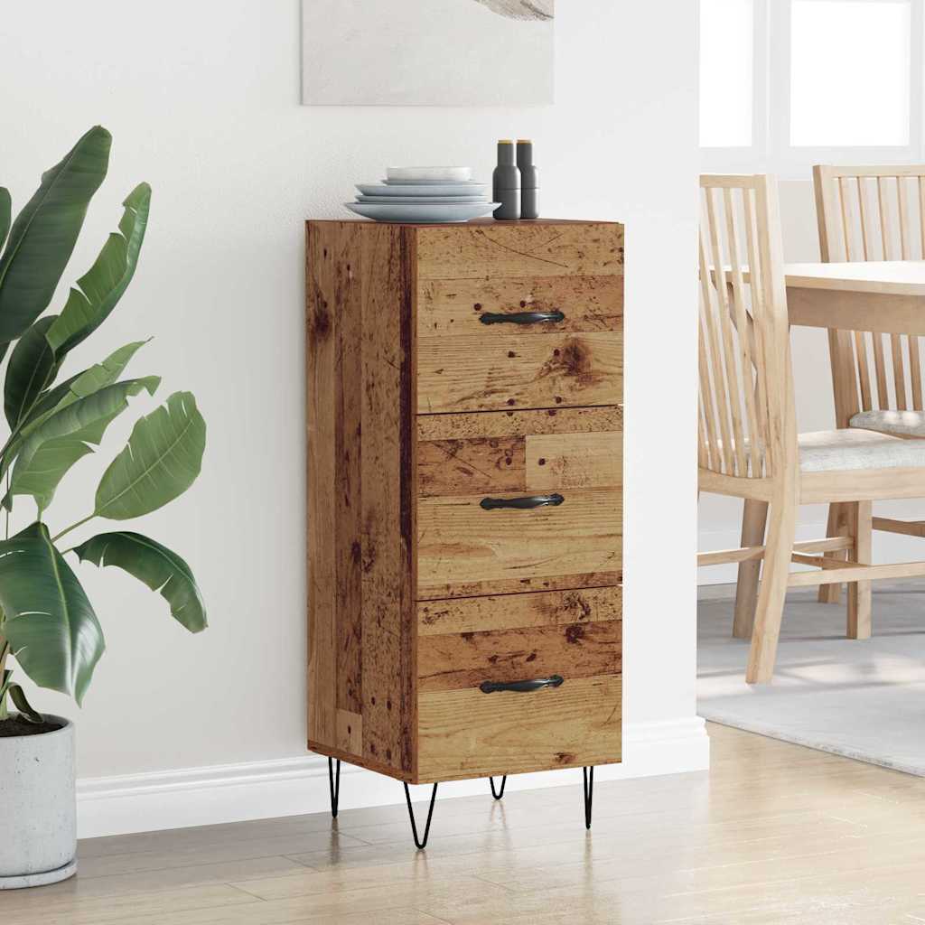 Dressoir met lade Oud hout 34 x 34.5 x 90 cm Bewerkt hout