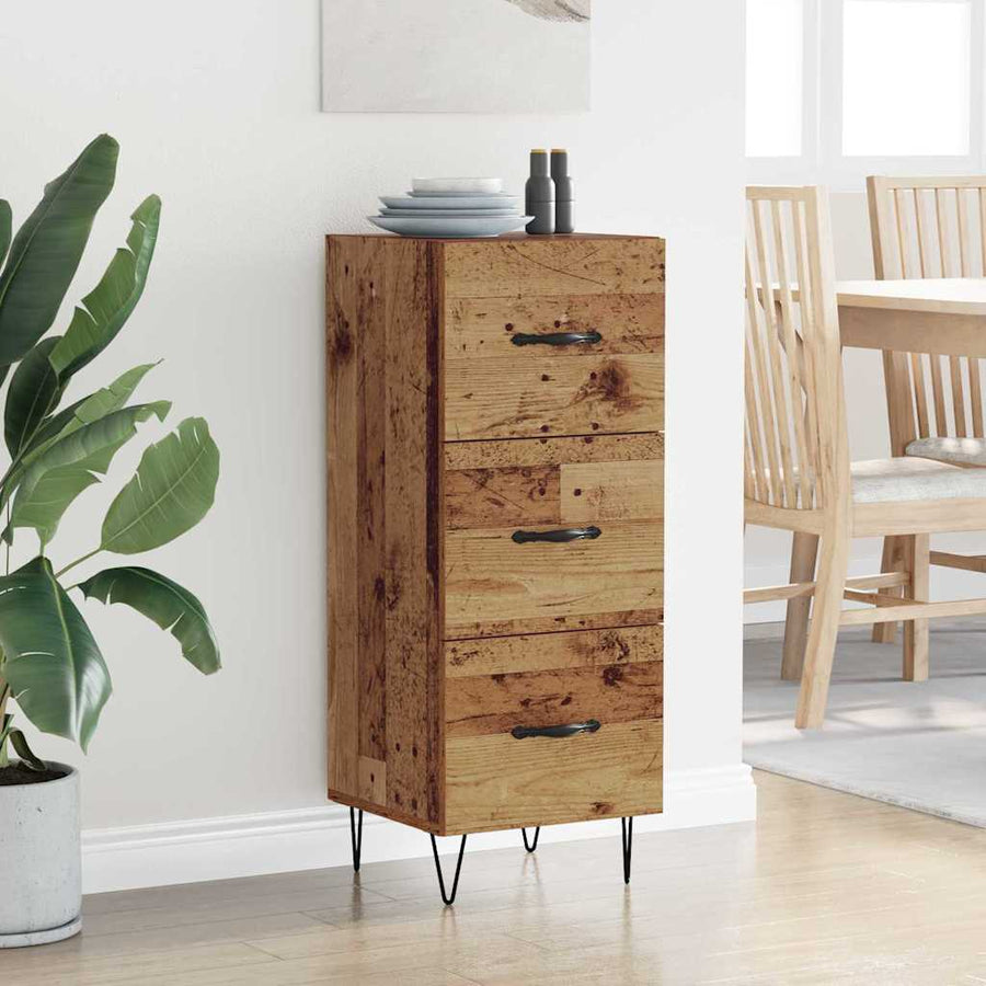 Dressoir met lade Oud hout 34 x 34.5 x 90 cm Bewerkt hout