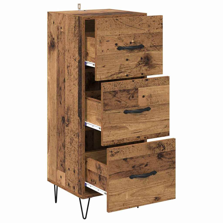 Dressoir met lade Oud hout 34 x 34.5 x 90 cm Bewerkt hout
