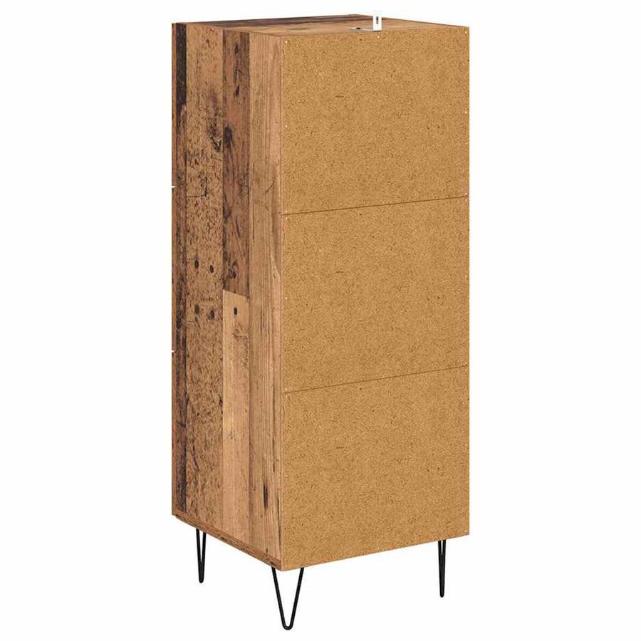 Dressoir met lade Oud hout 34 x 34.5 x 90 cm Bewerkt hout