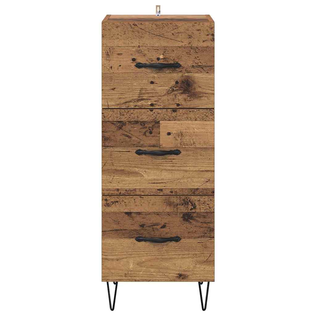 Dressoir met lade Oud hout 34 x 34.5 x 90 cm Bewerkt hout