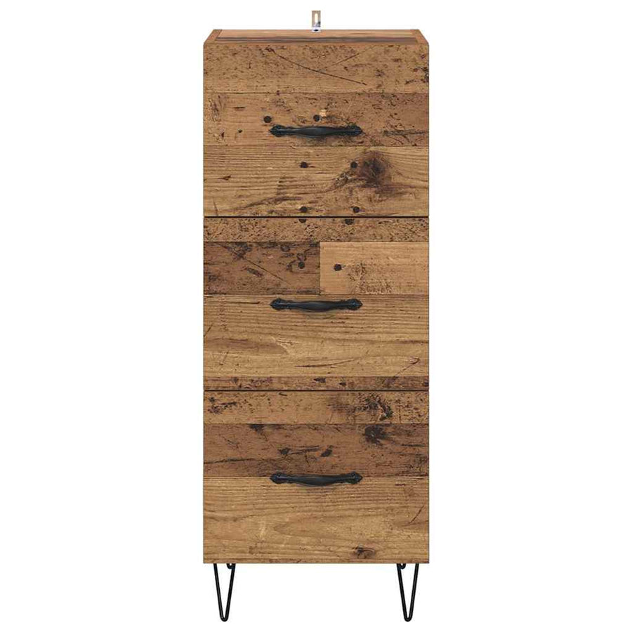 Dressoir met lade Oud hout 34 x 34.5 x 90 cm Bewerkt hout