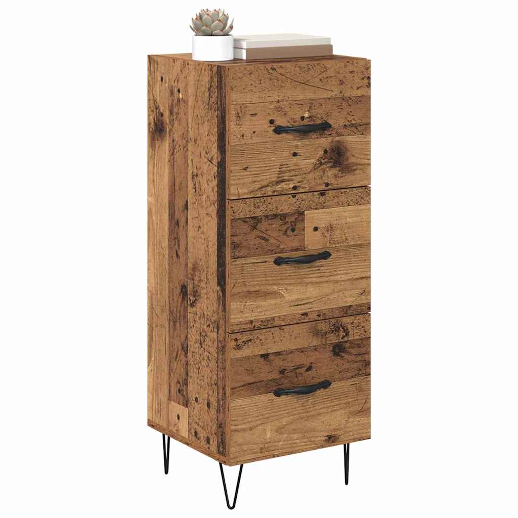 Dressoir met lade Oud hout 34 x 34.5 x 90 cm Bewerkt hout