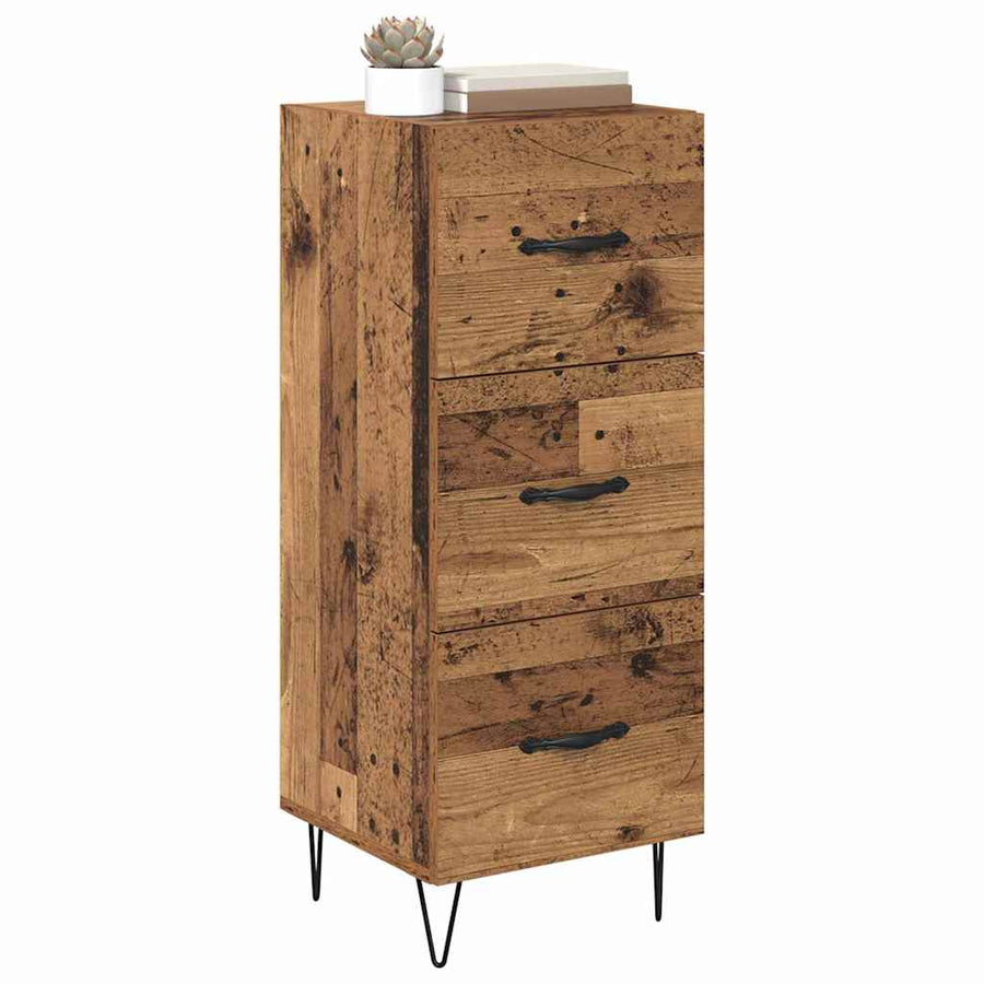 Dressoir met lade Oud hout 34 x 34.5 x 90 cm Bewerkt hout