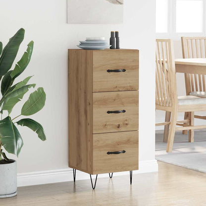 Dressoir artisanaal eikenkleurig 34 x 34.5 x 90 cm Bewerkt hout