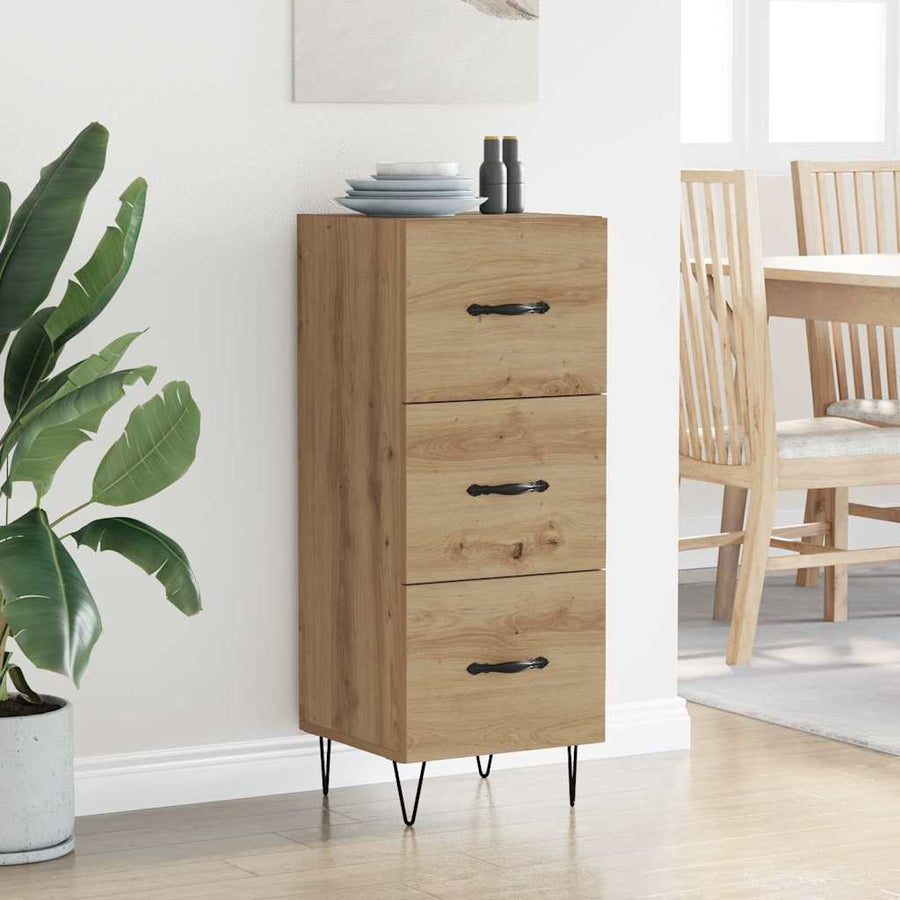 Dressoir artisanaal eikenkleurig 34 x 34.5 x 90 cm Bewerkt hout