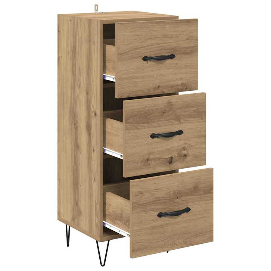 Dressoir artisanaal eikenkleurig 34 x 34.5 x 90 cm Bewerkt hout