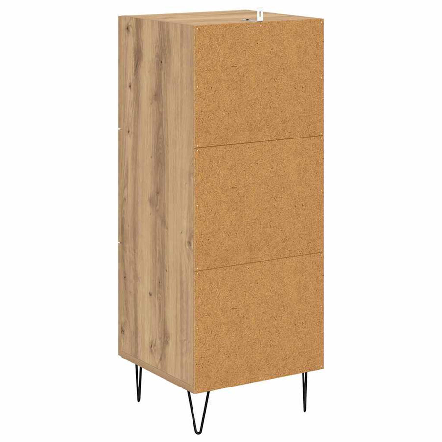 Dressoir artisanaal eikenkleurig 34 x 34.5 x 90 cm Bewerkt hout