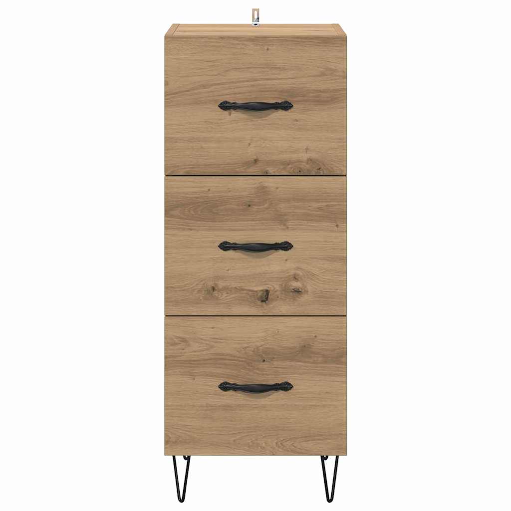 Dressoir artisanaal eikenkleurig 34 x 34.5 x 90 cm Bewerkt hout