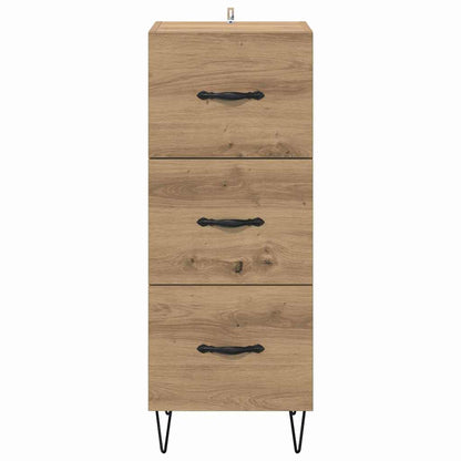 Dressoir artisanaal eikenkleurig 34 x 34.5 x 90 cm Bewerkt hout