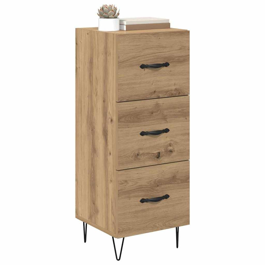 Dressoir artisanaal eikenkleurig 34 x 34.5 x 90 cm Bewerkt hout