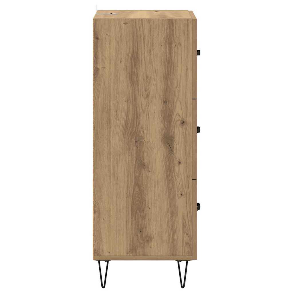 Dressoir artisanaal eikenkleurig 34 x 34.5 x 90 cm Bewerkt hout