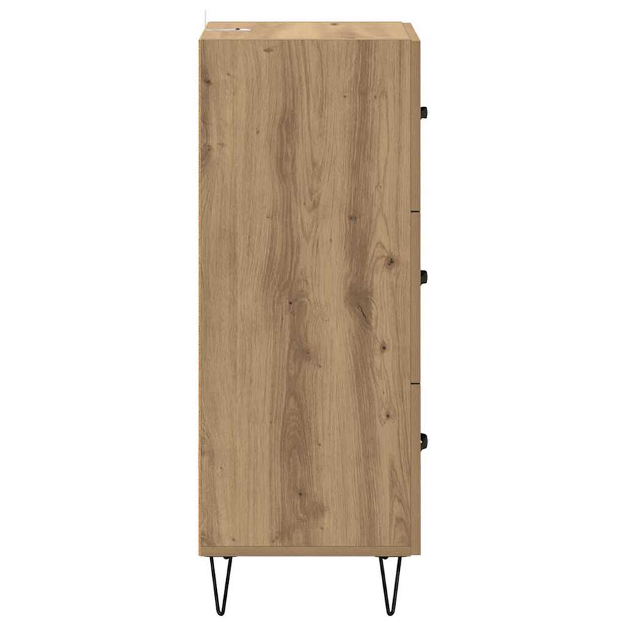 Dressoir artisanaal eikenkleurig 34 x 34.5 x 90 cm Bewerkt hout