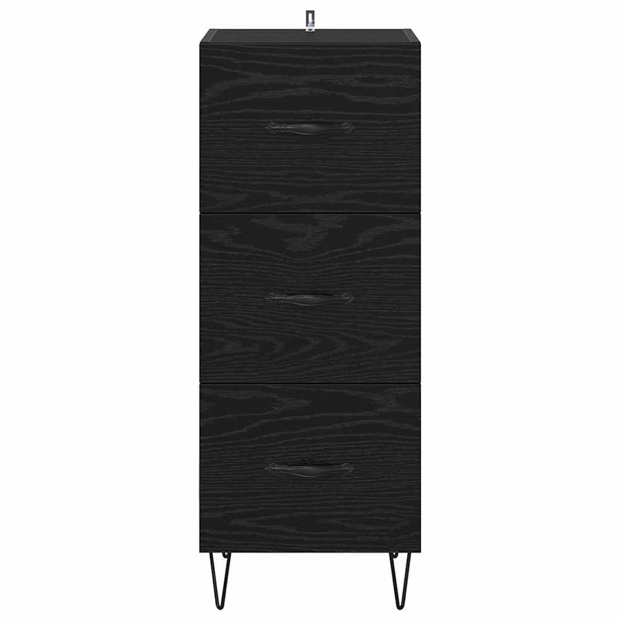 Dressoir met lade Zwart eiken 34 x 34.5 x 90 cm Bewerkt hout