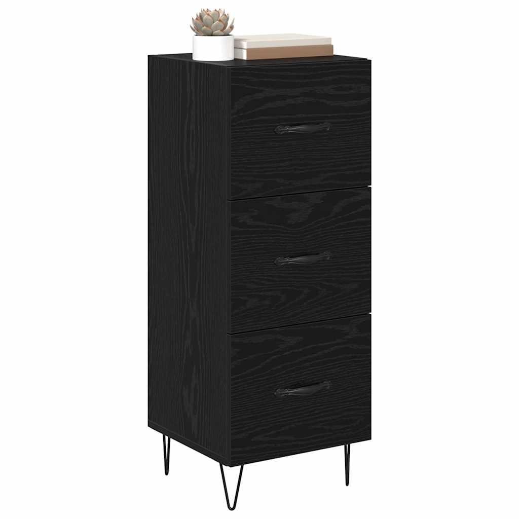 Dressoir met lade Zwart eiken 34 x 34.5 x 90 cm Bewerkt hout