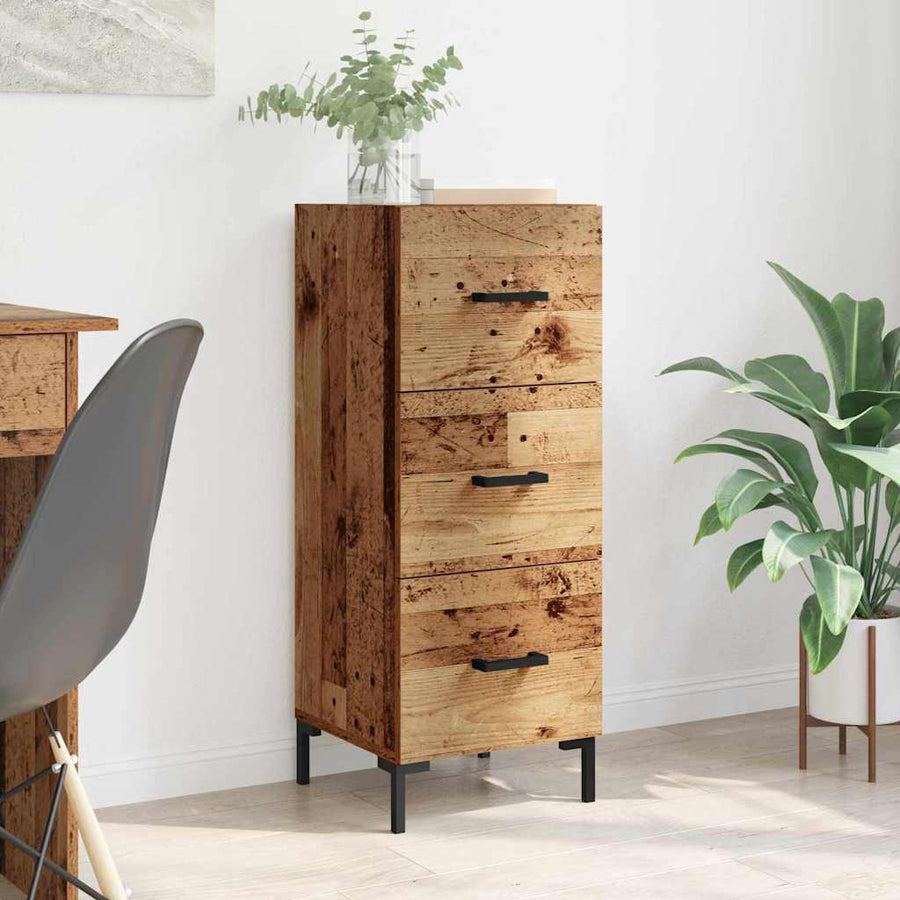 Dressoir met lade Oudhout 34,5 x 34 x 90 cm Bewerkt hout