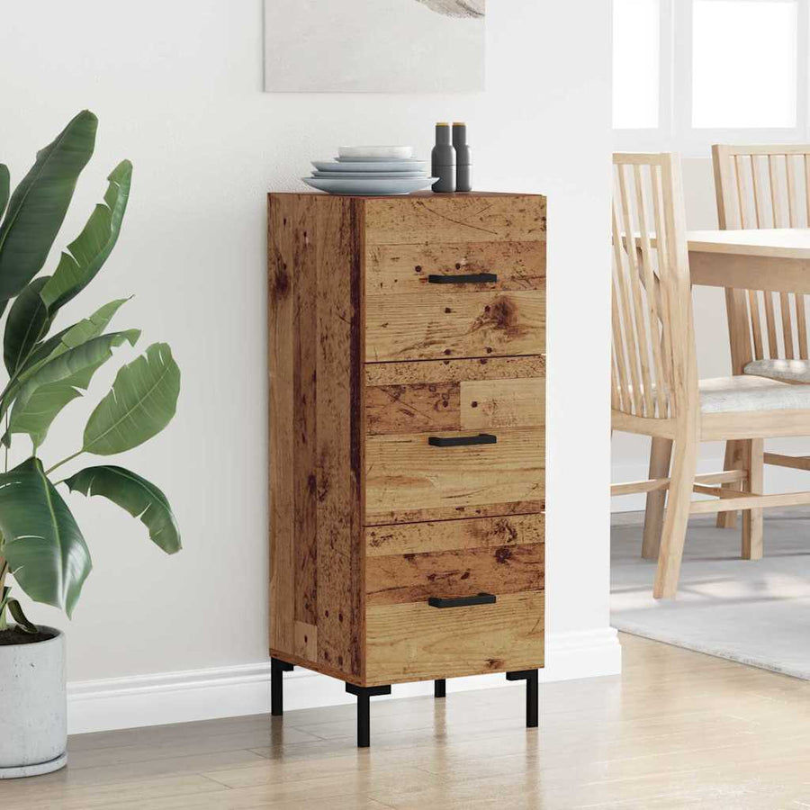 Dressoir met lade Oudhout 34,5 x 34 x 90 cm Bewerkt hout