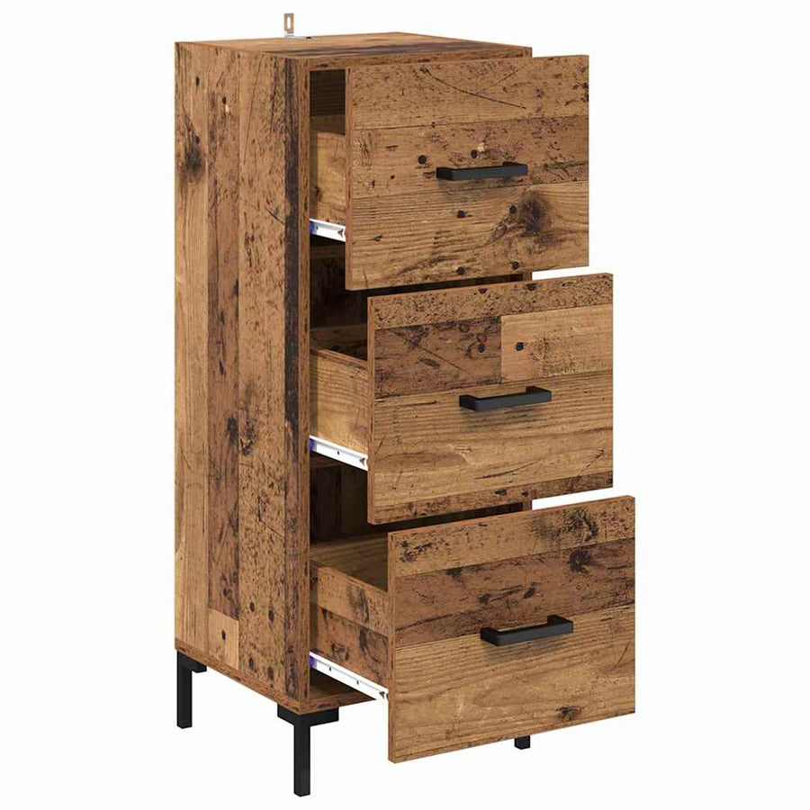Dressoir met lade Oudhout 34,5 x 34 x 90 cm Bewerkt hout