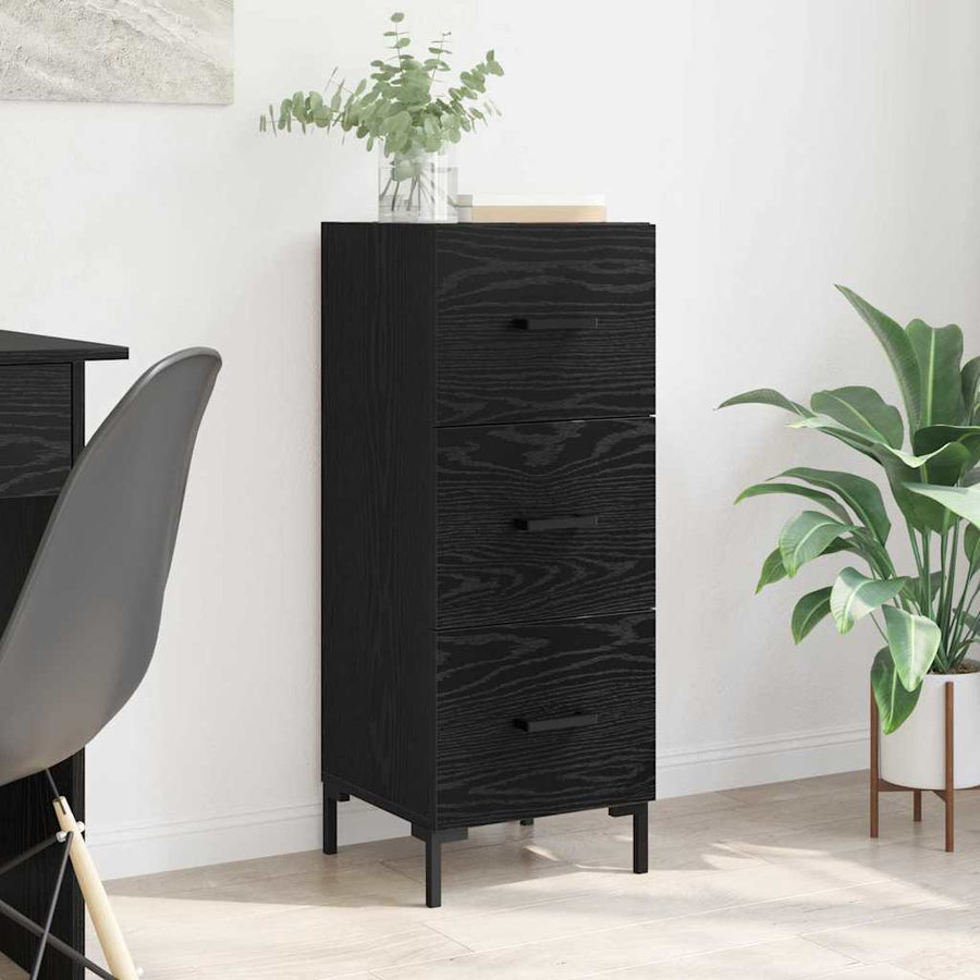 Dressoir met lade Zwart Eiken 34,5 x 34 x 90 cm Bewerkt hout