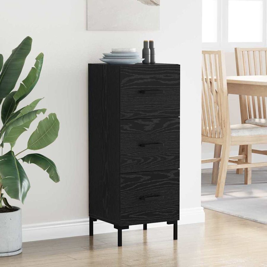 Dressoir met lade Zwart Eiken 34,5 x 34 x 90 cm Bewerkt hout