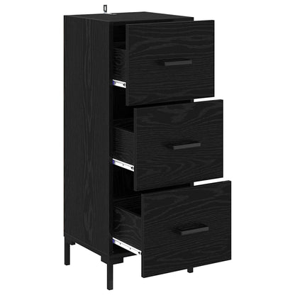 Dressoir met lade Zwart Eiken 34,5 x 34 x 90 cm Bewerkt hout