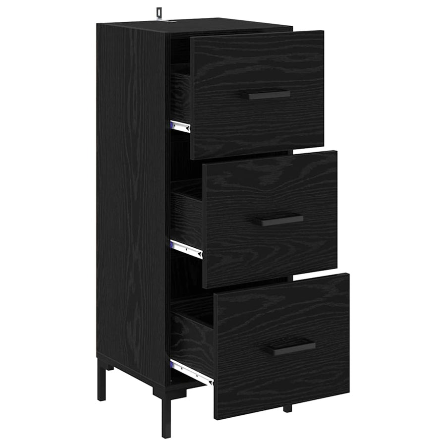 Dressoir met lade Zwart Eiken 34,5 x 34 x 90 cm Bewerkt hout