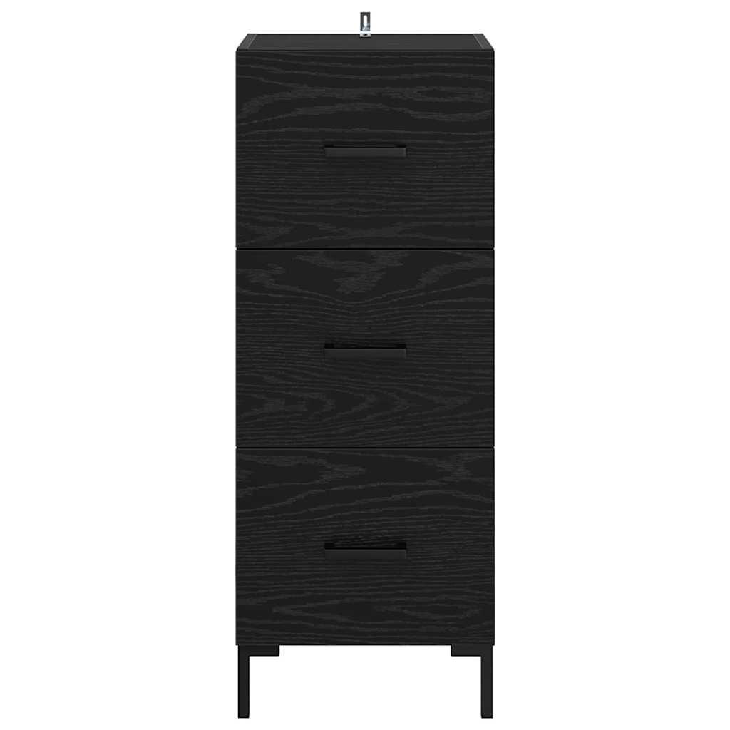 Dressoir met lade Zwart Eiken 34,5 x 34 x 90 cm Bewerkt hout