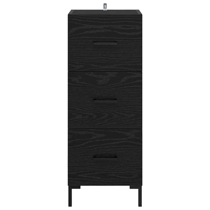 Dressoir met lade Zwart Eiken 34,5 x 34 x 90 cm Bewerkt hout