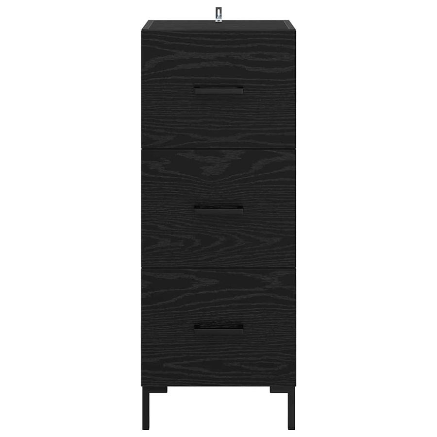 Dressoir met lade Zwart Eiken 34,5 x 34 x 90 cm Bewerkt hout