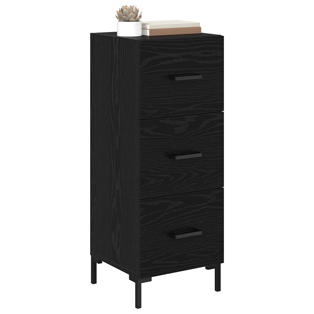 Dressoir met lade Zwart Eiken 34,5 x 34 x 90 cm Bewerkt hout