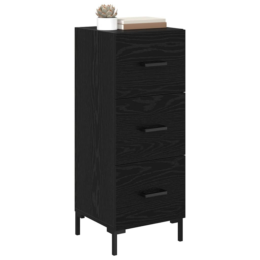 Dressoir met lade Zwart Eiken 34,5 x 34 x 90 cm Bewerkt hout
