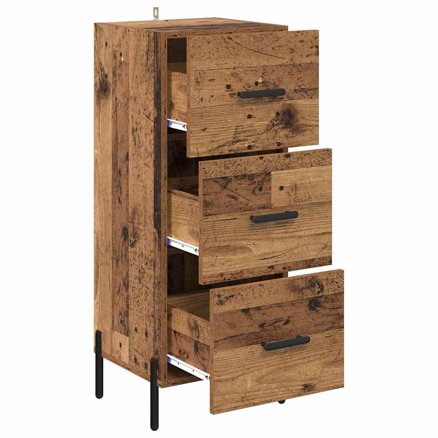 Dressoir met lade Oud hout 34 x 34.5 x 90 cm Bewerkt hout