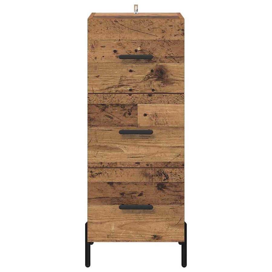 Dressoir met lade Oud hout 34 x 34.5 x 90 cm Bewerkt hout