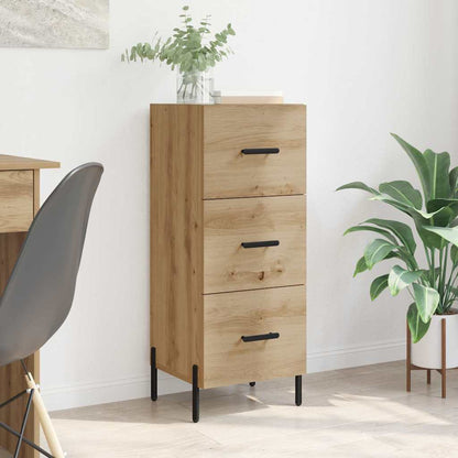 Dressoir artisanaal eikenkleurig 34 x 34.5 x 90 cm Bewerkt hout