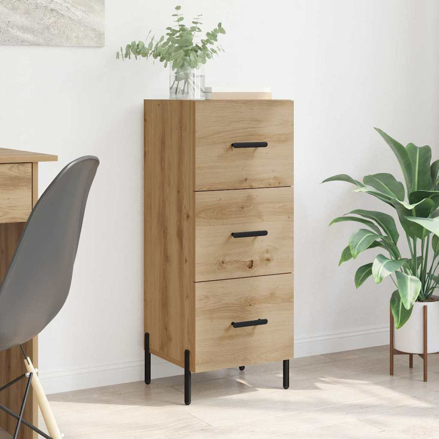 Dressoir artisanaal eikenkleurig 34 x 34.5 x 90 cm Bewerkt hout