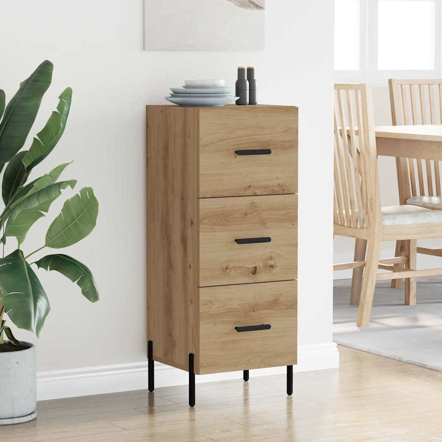 Dressoir artisanaal eikenkleurig 34 x 34.5 x 90 cm Bewerkt hout