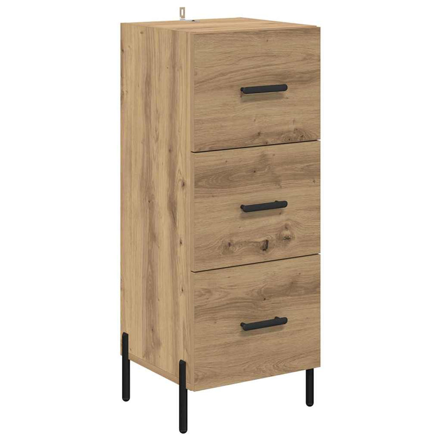 Dressoir artisanaal eikenkleurig 34 x 34.5 x 90 cm Bewerkt hout