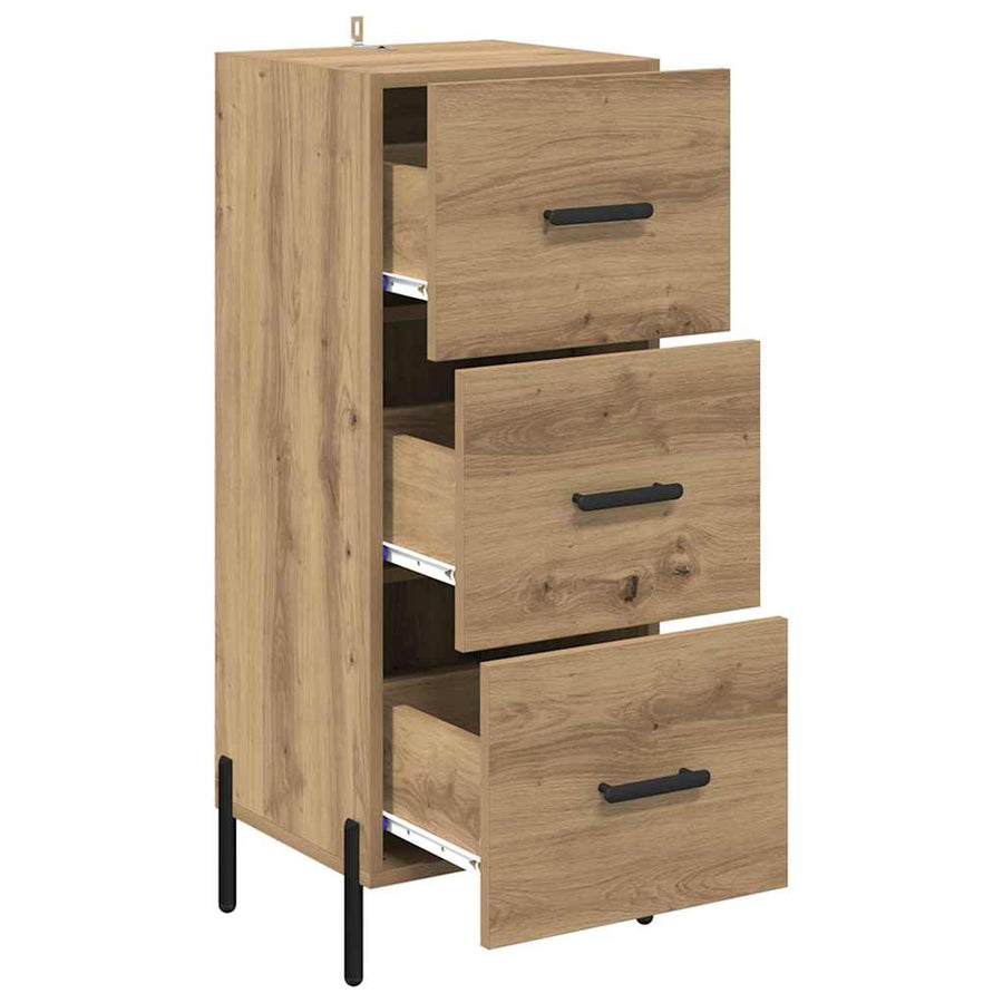 Dressoir artisanaal eikenkleurig 34 x 34.5 x 90 cm Bewerkt hout
