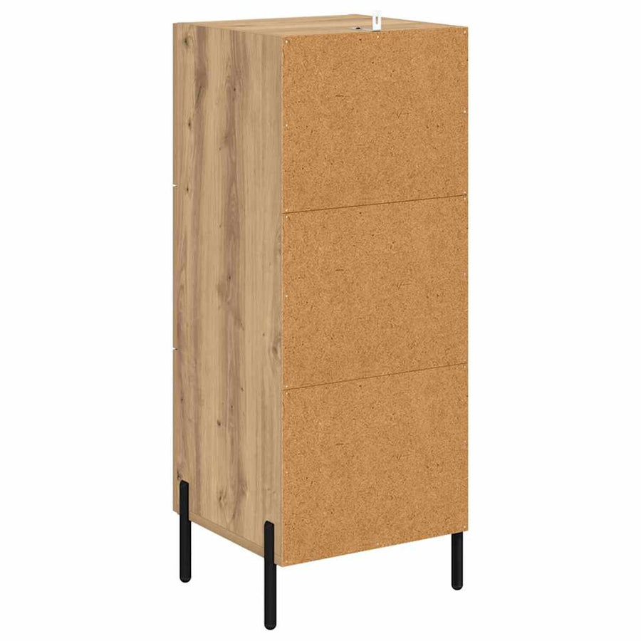 Dressoir artisanaal eikenkleurig 34 x 34.5 x 90 cm Bewerkt hout