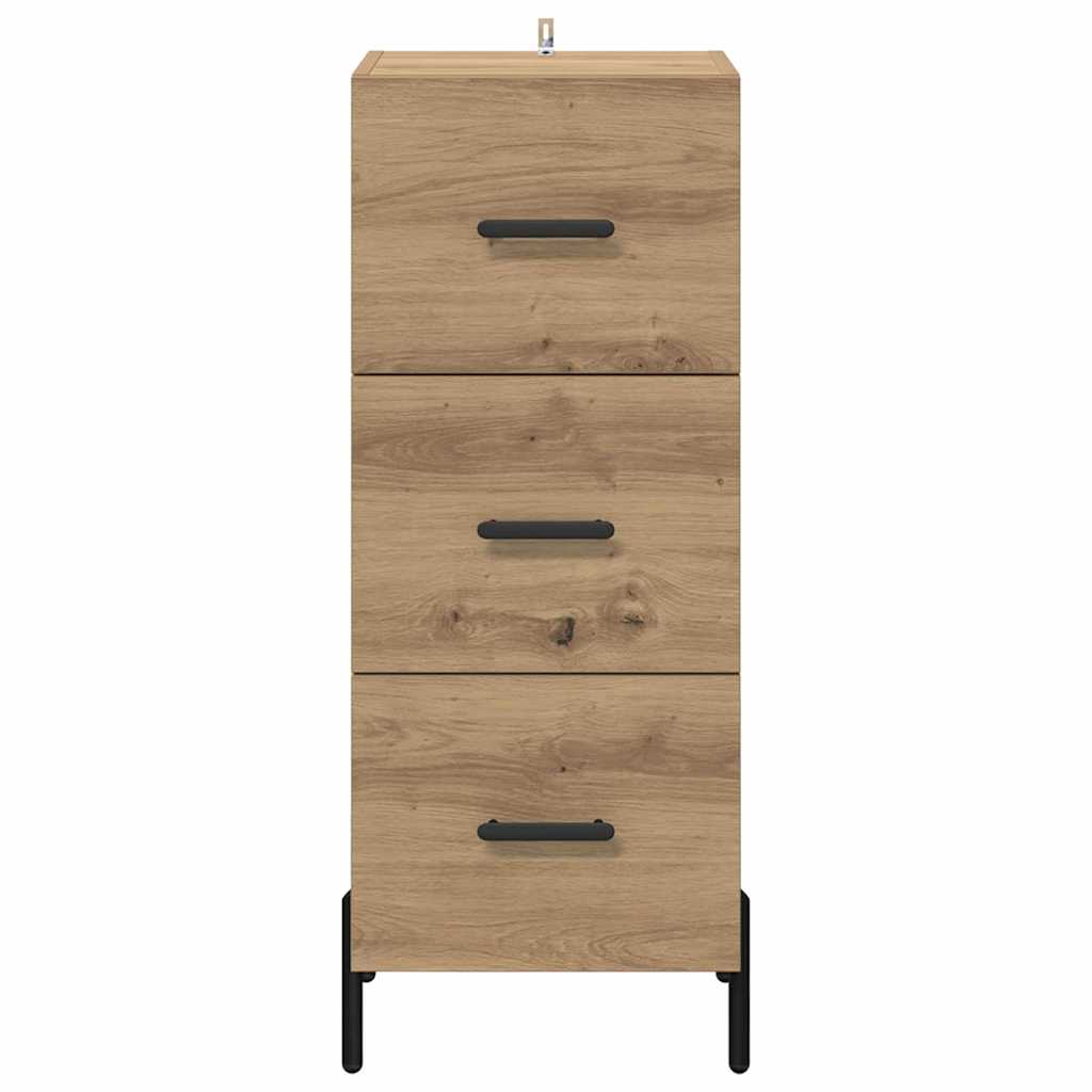 Dressoir artisanaal eikenkleurig 34 x 34.5 x 90 cm Bewerkt hout