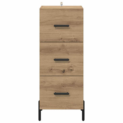 Dressoir artisanaal eikenkleurig 34 x 34.5 x 90 cm Bewerkt hout