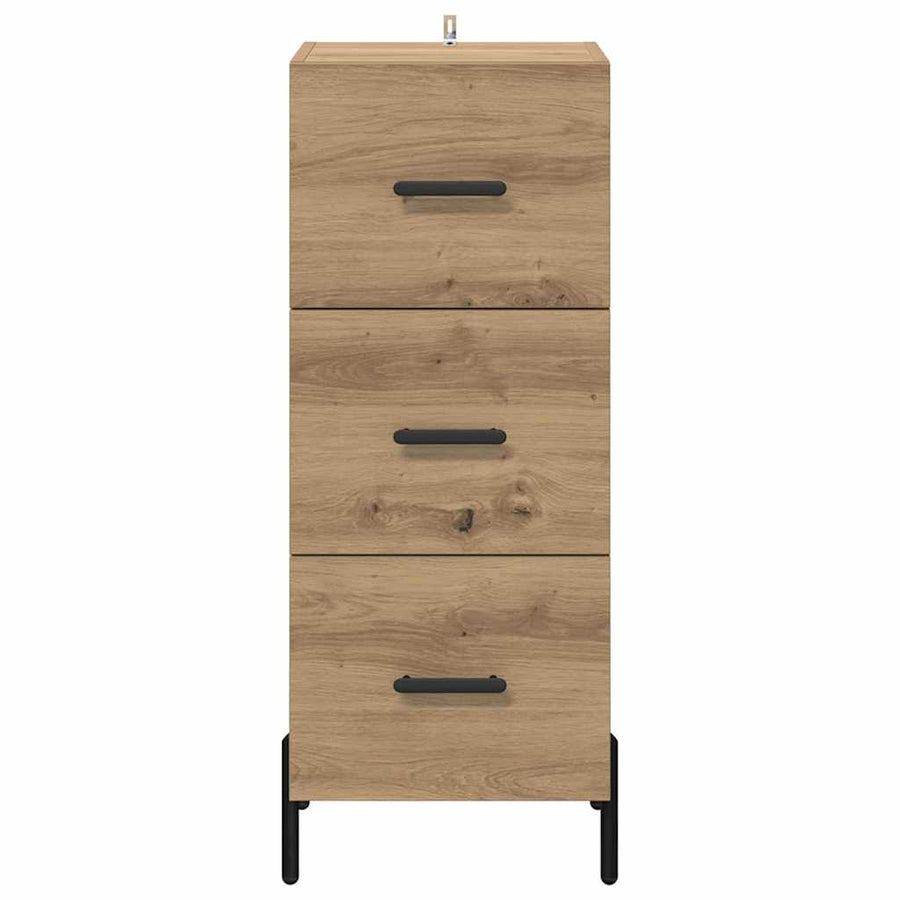 Dressoir artisanaal eikenkleurig 34 x 34.5 x 90 cm Bewerkt hout
